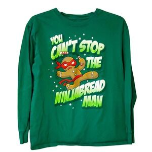 Holiday Time Boys Size 18 Green‎ Ninjabread Man Long Sleeve Shirt